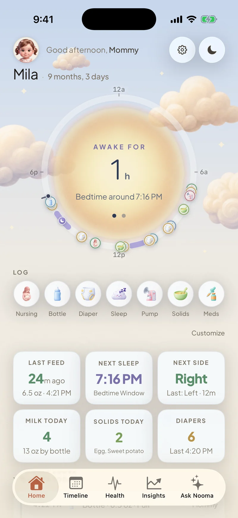 Nooma’s warm daytime home screen