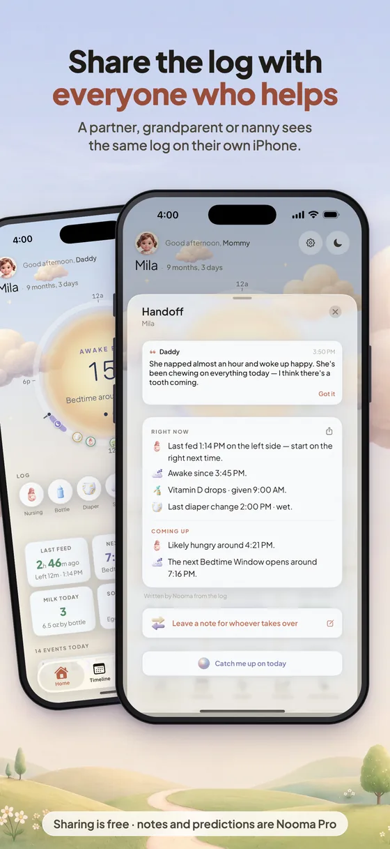 Share the log with everyone who helps: one parent’s home screen and the other’s handoff brief